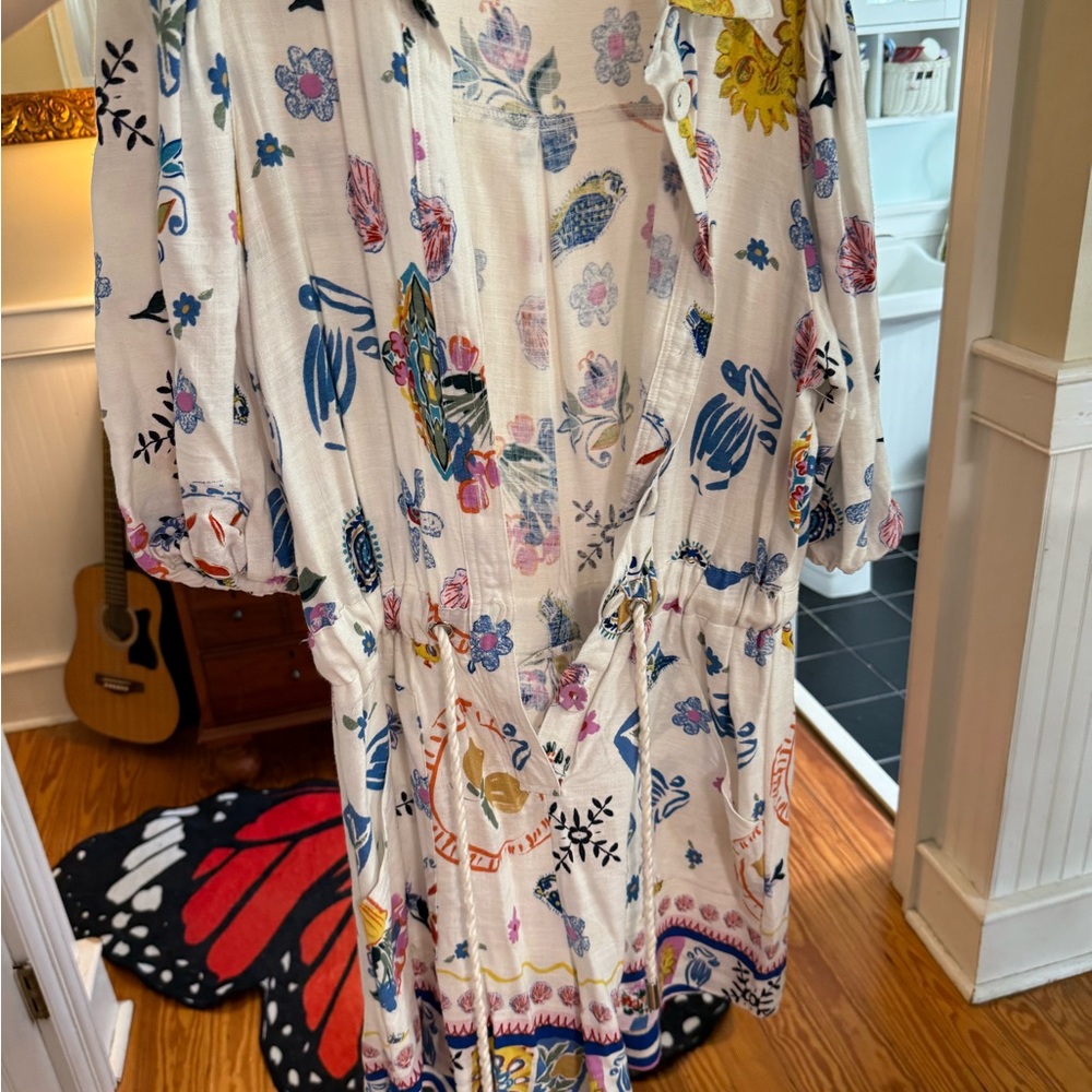 Floral Patterned Romper with Button Details